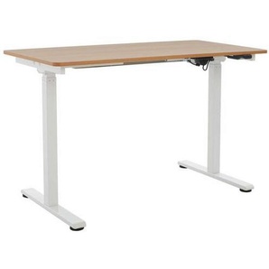 Livetastic Schreibtisch, Natur, Weiß, Metall, Holzwerkstoff, rechteckig, eckig, 60x73-123x120 cm, höhenverstellbar, Arbeitszimmer, Schreibtische,