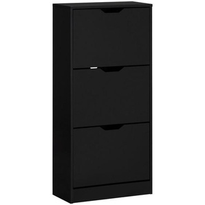Livetastic Schuhkipper, Schwarz, Holzwerkstoff, 55x117x23.5 cm, Garderobe, Schuhaufbewahrung, Schuhkipper