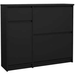 Livetastic Schuhschrank Naia, Schwarz, Holzwerkstoff, 2 Fächer, 1 Schubladen, 108.9x92.9x31.5 cm, FSC Mix, Made in Denmark, stehend, Garderobe,