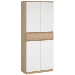 Livetastic Schuhschrank, Weiß, Eiche, Holzwerkstoff, Holzoptik, 8 Fächer, 1 Schubladen, 80.4x191.7x40 cm, FSC Mix, Made in Denmark, stehend,