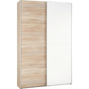 Livetastic Schwebetürenschrank, Weiß, Sonoma Eiche, Holzwerkstoff, 6 Fächer, 125x195.5x38 cm, Schlafzimmer, Kleiderschränke, Schwebetürenschränke