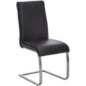 Livetastic Schwingstuhl Echtleder, Schwarz, Metall, Leder, Echtleder, Büffelleder, Füllung: Polyetherschaumkern, eckig, 46x99x62 cm, Esszimmer,