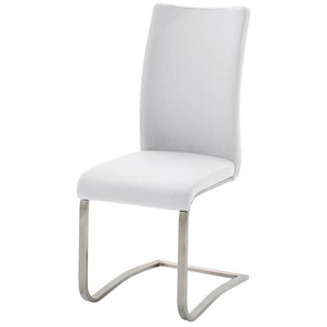Livetastic Schwingstuhl , Weiß, Edelstahl , Metall, Leder , Echtleder , Rindleder , Uni , C-Form , 43x103x52 cm , Lederauswahl , Esszimmer, Stühle, Esszimmerstühle, Schwingstühle
