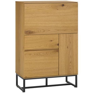 Livetastic Sekretär, Schwarz, Natur, Holzwerkstoff, furniert, 1 Schubladen, eckig, 75x114x40 cm, Arbeitszimmer, Schreibtische, Sekretäre