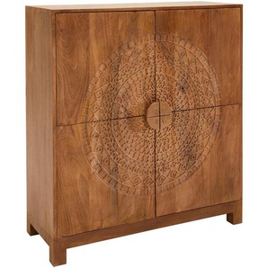 Livetastic Sideboard Cotonou, Natur, Holz, Mangoholz,Mangoholz,Mangoholz, massiv, Boho, 2 Fächer, 100x110x40 cm, handgemacht, Holzmöbel, Kleinmöbel