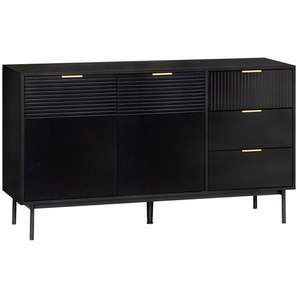 Livetastic Sideboard Dodoma, Schwarz, Metall, 3 Schubladen, 140x80x40 cm, Schlafzimmer, Schlafzimmer Kommoden