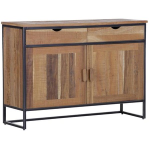 Livetastic Sideboard, Natur, Holz, Recyclingholz,Recyclingholz,Recyclingholz, massiv, 1 Fächer, 2 Schubladen, 120x85x40 cm, stehend, Holzmöbel, Kleinmöbel Holz, Holzkommoden, Sideboards Holz