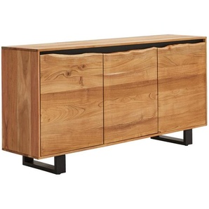 Livetastic Sideboard, Schwarz, Akazie, Holz, Akazie, vollmassiv, Holz, 2 Fächer, 160x80x40 cm, stehend, Schlafzimmer, Schlafzimmer Kommoden