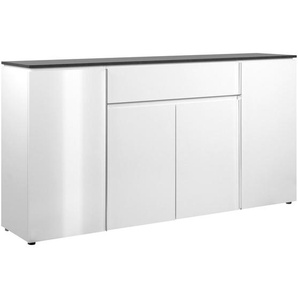 Livetastic Sideboard, Weiß Hochglanz, Kunststoff, 3 Fächer, 1 Schubladen, 177.5x92x40 cm, Schlafzimmer, Schlafzimmer Kommoden