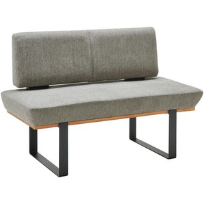 Livetastic Sitzbank, Grau, Holz, Metall, Textil, Eiche, vollmassiv, 130x48x90 cm, in verschiedenen Größen erhältlich, Esszimmer, Bänke, Sitzbänke
