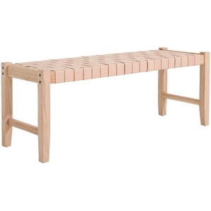 Livetastic Sitzbank, Natur, Holz, Leder, Echtleder, Rindleder, Mindiholz, massiv, 120x45x40 cm, Esszimmer, Bänke, Sitzbänke
