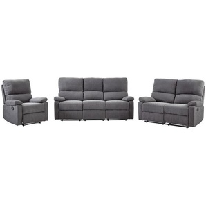 Livetastic Sitzgarnitur, Dunkelgrau, Textil, Uni, Made in Europe, Wohnzimmer, Sofas & Couches, Sitzgarnituren