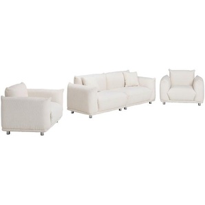 Livetastic Sitzgarnitur, Weiß, Textil, 3-teilig, Füllung: Polyester, 218x103x75 cm, Wohnzimmer, Sofas & Couches, Sitzgarnituren