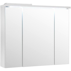 Livetastic Spiegelschrank, Weiß, Glas, 3 Fächer, 80x69x20 cm, Made in EU, Badezimmer, Badezimmerspiegel, Spiegelschränke