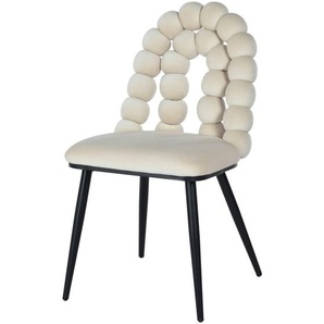 Livetastic Stuhl, Beige, Metall, Textil, Holz, Pappel, Sperrholz, Rundrohr, 47x87x61 cm, Stühle