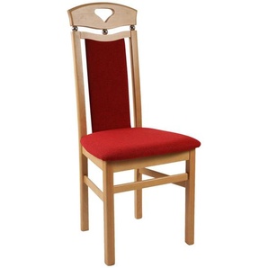 Livetastic Stuhl, Buche, Dunkelrot, Holz, Textil, Buche, massiv, eckig, 47x103x46 cm, ISO 9001, Fsc, SGS-geprüft, Made in EU, Esszimmer, Stühle,