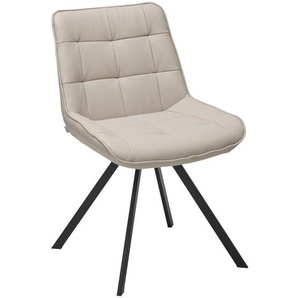 Livetastic Stuhl Echtleder, Beige, Metall, Leder, Echtleder, Büffelleder, Flachrohr, 56x86x60 cm, Esszimmer, Stühle, Esszimmerstühle