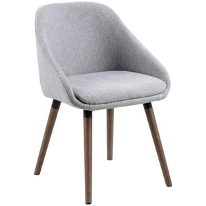 Livetastic Stuhl, Hellgrau, Textil, Kautschukholz, massiv, rund, 51.5x77.5x55.5 cm, Esszimmer, Stühle, Esszimmerstühle, Vierfußstühle