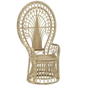 Livetastic Stuhl Pfauensessel, Beige, Holz, Rattan, massiv, rund, 60x145 cm, inklusive Armlehnen, Esszimmer, Stühle, Esszimmerstühle