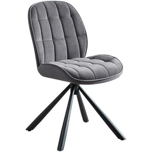 Livetastic Stuhl, Schwarz, Dunkelgrau, Holz, Metall, Textil, Eukalyptusholz, Sperrholz, X-Form, 47.5x62x85.5 cm, Sitzfläche 360° drehbar, Esszimmer,