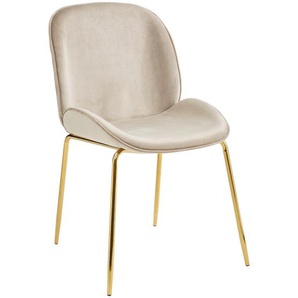 Livetastic Stuhl, Taupe, Gold, Metall, Textil, Rundrohr, 46x86x60 cm, Esszimmer, Stühle, Esszimmerstühle, Vierfußstühle
