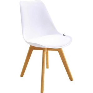 Livetastic Stuhl, Weiß, Eiche, Holz, Kunststoff, Textil, Kautschukholz, massiv, konisch, 48x84x53 cm, Esszimmer, Stühle, Esszimmerstühle, Schalenstühle