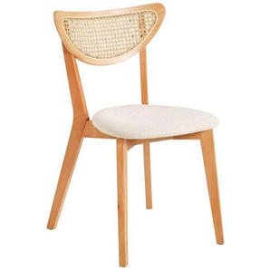 Livetastic Stuhl Wiener Geflecht, Natur, Weiß, Holz, Textil, Bambus, Buche, furniert, Sperrholz, Füllung: Schaumstoff, konisch, 54.8x81.3x46.8 cm,