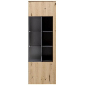 Livetastic Vitrine, Anthrazit, Eiche, Holz, Metall, Glas, Balkeneiche, furniert, 6 Fächer, 65x196.9x41.5 cm, Made in Germany, erweiterbar, Typenauswahl, individuell planbar, stehend, Beleuchtung, Holzmöbel, Holzschränke, Vitrinen Holz, Vitrinenschränke