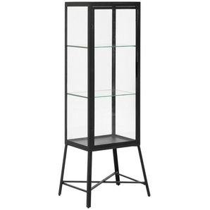 Livetastic Vitrine, Klar, Schwarz, Glas, 2 Fächer, 55x42x151 cm, Wohnzimmer, Wohnwände, Vitrinenschränke