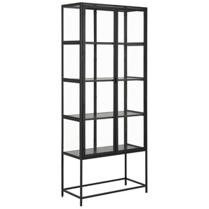 Livetastic Vitrine , Schwarz , Holzwerkstoff , 4 Fächer , 77x185.6x35 cm , Reach , Wohnzimmer, Wohnwände, Vitrinenschränke