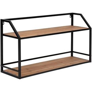 Livetastic Wandregal, Natur, Schwarz, Holz, Metall, Tanne,Tanne, massiv, 2 Fächer, 70x36.5x20 cm, Fsc, Küchen, Küchenmöbel, Küchenregale