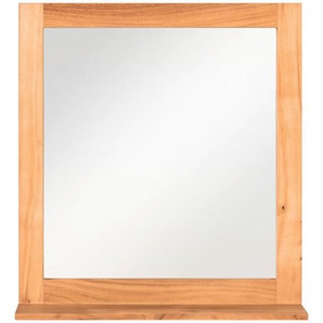 Livetastic Wandspiegel, Akazie, Holz, Glas, Akazie, massiv, rechteckig, 68x75x15 cm, Ablage, Badezimmer, Badezimmerspiegel, Beleuchtete Spiegel