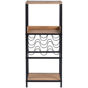 Livetastic Weinregal Flaschenregal, Eiche, Metall, 3 Fächer, 50x124.5x31 cm, Wohnzimmer, Regale, Weinregale