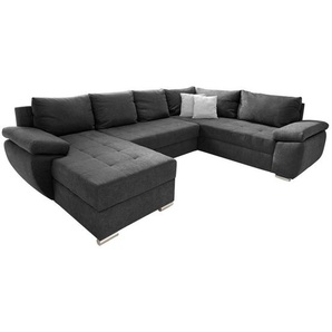 Livetastic Wohnlandschaft, Anthrazit, Textil, Uni, 5-Sitzer, Füllung: Schaumstoff, U-Form, 305x219 cm, Made in EU, Liegefunktion, Wohnzimmer, Sofas &
