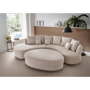 Livetastic Wohnlandschaft, Beige, Textil, 4-Sitzer, Füllung: Schaumstoff, Ottomane links, organische Form, 300x160 cm, Made in EU, seitenverkehrt