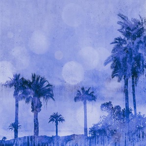 LIVING WALLS Fototapete ARTist Palm Oasis Tapeten Vlies, Wand, Schräge Gr. B/L: 4 m x 2,7 m, blau Fototapeten Natur Tapeten