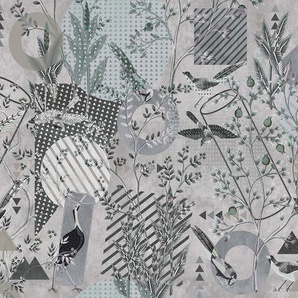 LIVING WALLS Fototapete Walls by Patel Bird`s Playground Tapeten Vlies, Wand Gr. B/L: 4,00 m x 2,7 m, grau Fototapeten