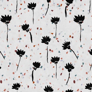 LIVING WALLS Fototapete Walls by Patel Terrazzo 2 Tapeten Vlies, Wand, Schräge Gr. B/L: 4 m x 2,7 m, grau (grau, rot) Fototapeten Tapeten