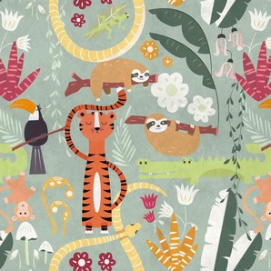 living walls Kindertapete The Wall, glatt, Motiv, animal print, gemustert, Fototapete Dschungel Tapete Tiere Tapeten modern Flur Design Optik