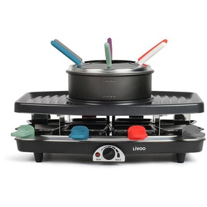 Livoo 3-in-1 Raclette-, Grill- und Fondue-Set 8 Personen 1100 W