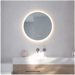 Loevschall Badspiegel Aalborg Rund, Badezimmerspiegel mit LED Beleuchtung, Lichtspiegel, Touchpanel für Lichtsteuerung, Verstellbarer Spiegel, MultiWhite®