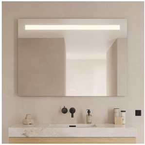 Loevschall Badspiegel Lökken Quadratisch, Badzimmerspiegel mit LED Beleuchtung, Lichtspiegel, Touchpanel für Lichtsteuerung, Verstellbarer Spiegel, Dänisches Design