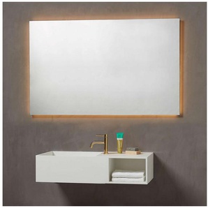 Loevschall LED-Lichtspiegel Nibe, Spiegel mit LED-Hintergrundbeleuchtung, Quadratischer Spiegel, Natürliches warmweißes Licht, Einfache Montage, Dänisches Design