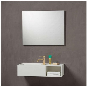 Loevschall LED-Lichtspiegel Nibe, Spiegel mit LED-Hintergrundbeleuchtung, Quadratischer Spiegel, Natürliches warmweißes Licht, Einfache Montage, Dänisches Design