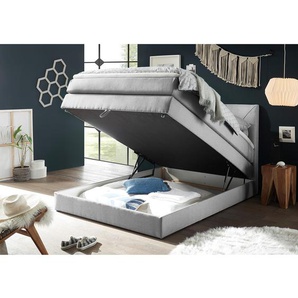 Boxspringbett Griggs 140 x 200cm Webstoff Silber/Silber