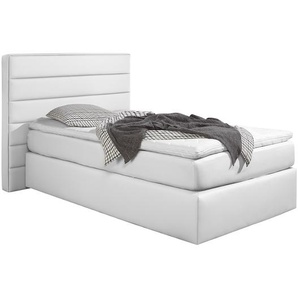 loftscape Boxspringbett Ingebo 100x200 cm Kunstleder Weiß mit Matratze Modern