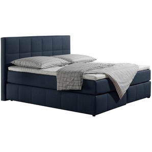 Boxspringbett Lifford 100 x 200cm Blau/Jeansblau H2 Bonellfederkernmatratze