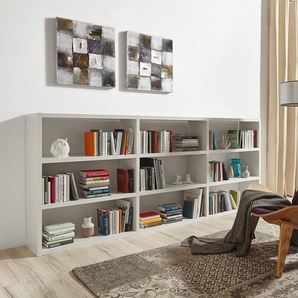 Bücherregal Wabenplatte, lackiert Weiß/Cremeweiß 276 x 112cm