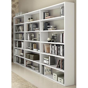 Bücherregal Wabenplatte, lackiert Weiß/Cremeweiß 276 x 221cm