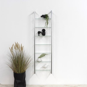 DVD-Wandregal Carlgren II Kristalglas, lackiert Silber 46 x 172 x 13cm